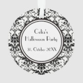 HALLOWEWEEN Schwarzer Damaskus Muster Skull Person Ornament (Rückseite)