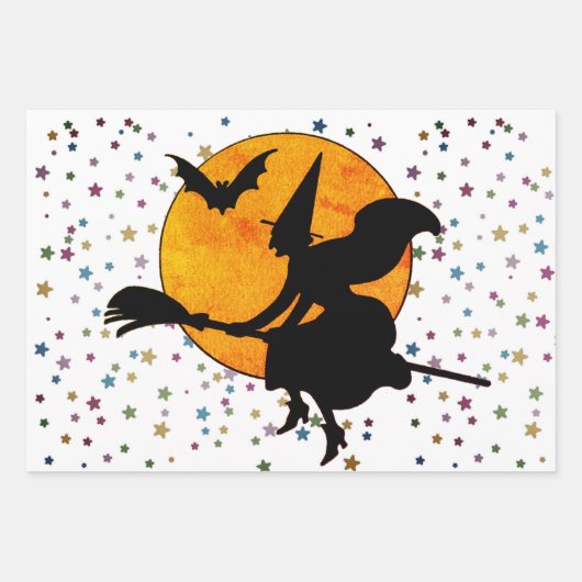 HALLOWEWEEN WRAPPING PAPER SET WITCH UND SPIDERS GESCHENKPAPIER SET (Vorderseite 3)