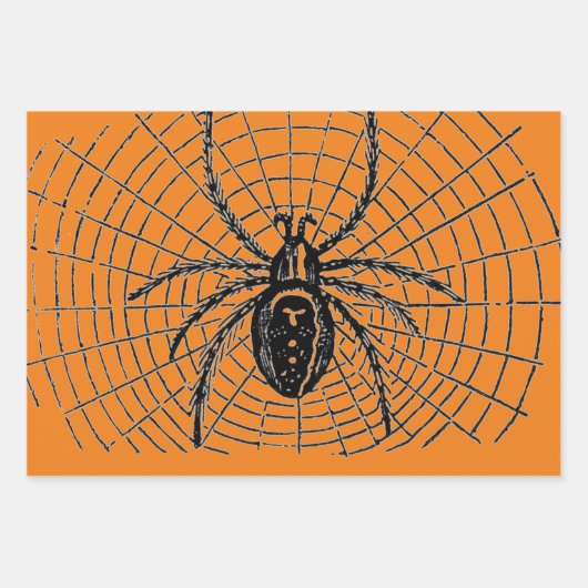 HALLOWEWEEN WRAPPING PAPER SET WITCH UND SPIDERS GESCHENKPAPIER SET (Vorderseite)