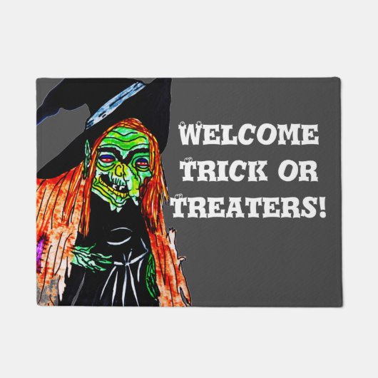 HALLOWEWEER TRICK ODER TREATERS-Zeichen Fußmatte (Vorderseite)
