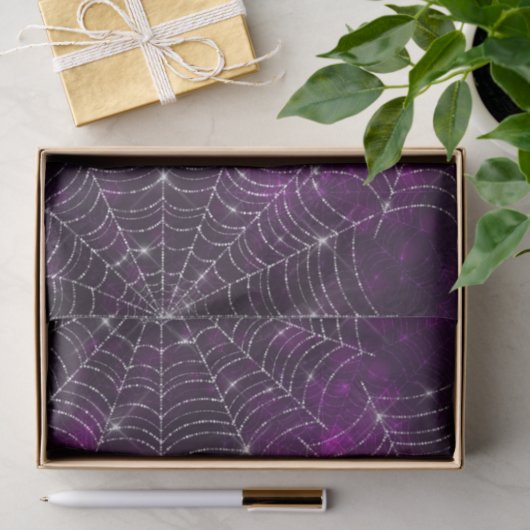 HALLOWEWEN LILA MIT SILVER SPIDER WEBS SEIDENPAPIER (Geschenk)