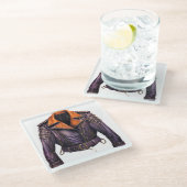 HALLOWEWEWEE LILA- UND ORANGE LEATHER JACKET GLASUNTERSETZER (Schrägansicht)