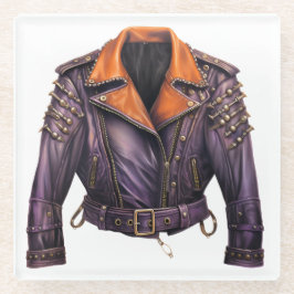 HALLOWEWEWEE LILA- UND ORANGE LEATHER JACKET GLASUNTERSETZER