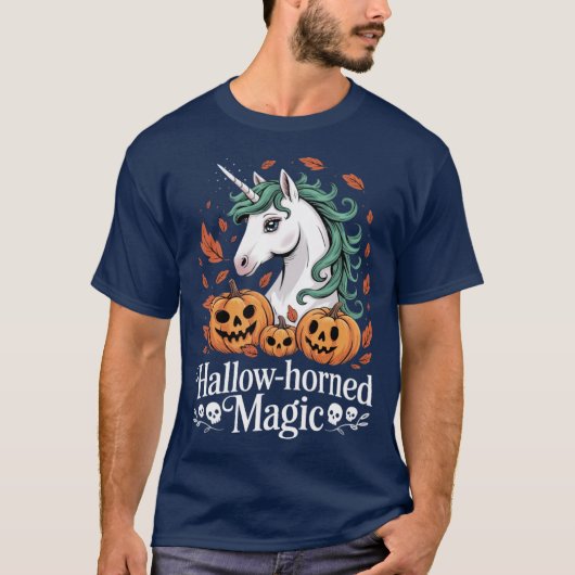 HallowHorned Magic Spooky Halloween Unicorn retro T-Shirt (Vorderseite)