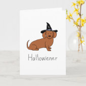 Hallowiener - Halloween-Dackel-Hund (Dackel) Karte (Gelbe Blume)
