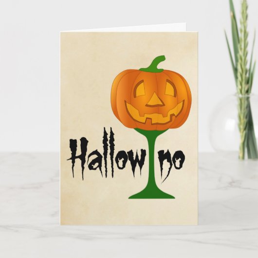 Hallowino Pumpkin Wine Glass Halloween Karte (Vorderseite)
