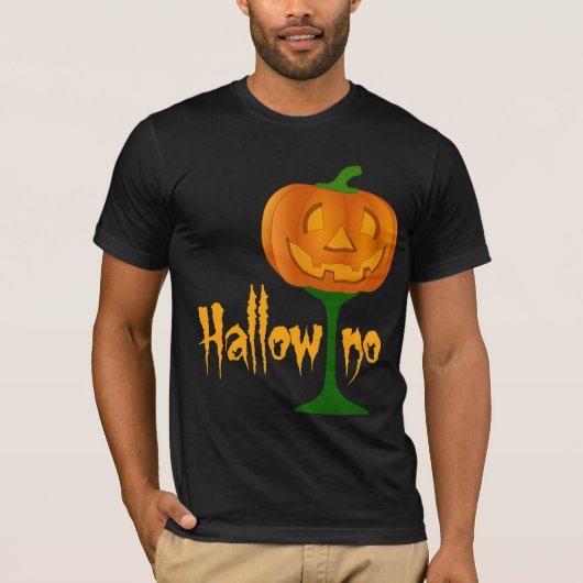 Hallowino Pumpkin Wine Glass Halloween T-Shirt (Vorderseite)
