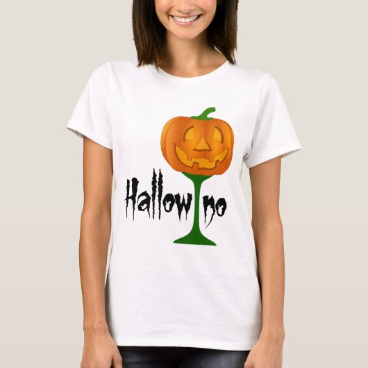 Hallowino Pumpkin Wine Glass Halloween T-Shirt (Vorderseite)