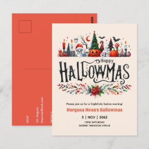 Hallowmas-Einladungen Halloween Weihnachten Mashup Postkarte