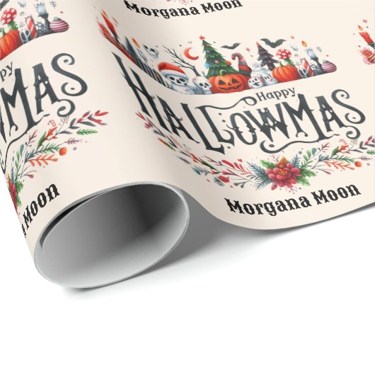 Hallowmas Giftwraween Halloween Weihnachtsmashup Geschenkpapier (Rolleneckpunkt)
