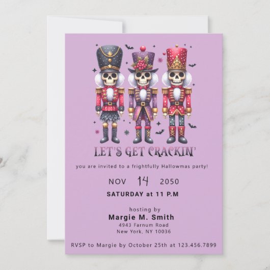 Hallowmas Party Skeleton Halloween Einladung (Vorderseite)