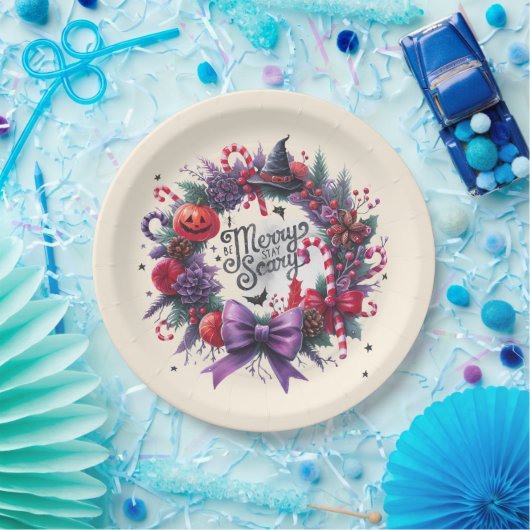 Hallowmas Wreath frohe Beängstigende Weihnachtsfei Pappteller (Party)