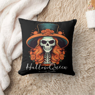 HallowQueen Skeleton Woman Halloween Kissen