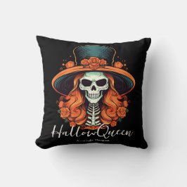 HallowQueen Skeleton Woman Halloween Kissen