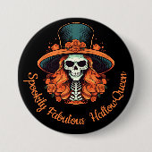 HallowQueen Witch Illustration Halloween Black Button (Vorderseite)