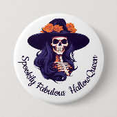 HallowQueen Witch Illustration Halloween Button (Vorderseite)