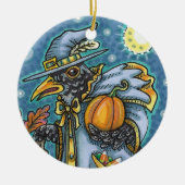HALLOWS EVE BLACKBIRD WIZARD, HALLOWEEN RAVEN KERAMIK ORNAMENT (Vorne)