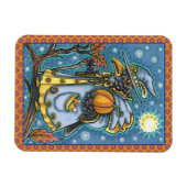 HALLOWS EVE BLACKBIRD WIZARD, HALLOWEEN RAVEN MAGNET (Horizontal)