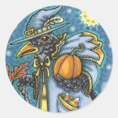 HALLOWS EVE BLACKBIRD WIZARD, HALLOWEEN RAVEN RUNDER AUFKLEBER (Vorderseite)