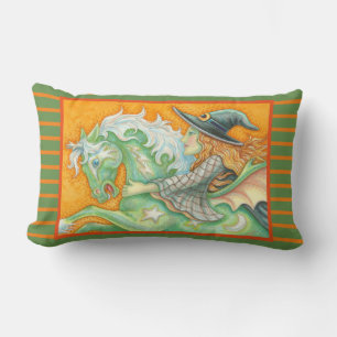 HALLOWS EVE WITCH UND PORSE LUMBAR PILLOW Green Lendenkissen
