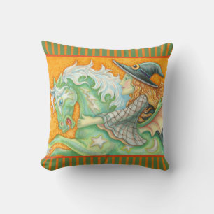 HALLOWS EVE WITCH UND PORT DURCH PILLOW Green Kissen