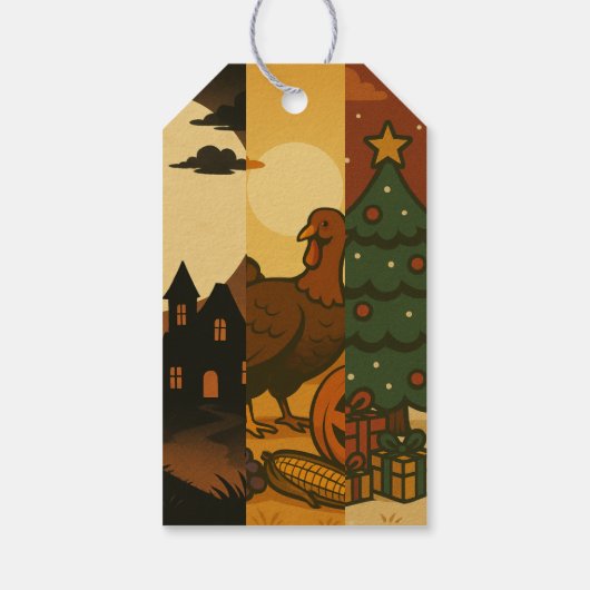 Hallowthanksmas - Halloween-Erntedank Weihnachten Geschenkanhänger (Rückseite)