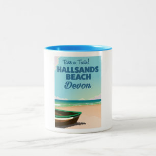 Hallsands Beach Devon Strand Reiseplakat Zweifarbige Tasse
