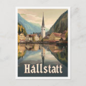 Hallstatt Austria Art Vintage Travel Illustration Postkarte (Vorderseite)