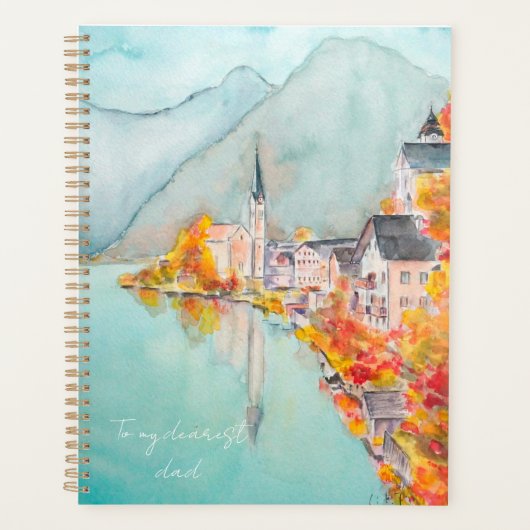 Hallstatt in der Herbstwasserfarbe handgemalt Planer (Vorderseite)