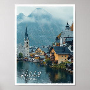 Hallstatt Österreich Schöner Touristenort Poster