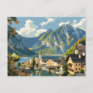 Hallstatt, Österreich Vintage Reise Postkarte