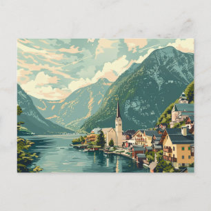 Hallstatt, Österreich Vintage Reise Postkarte