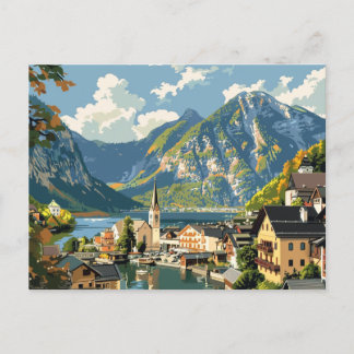 Hallstatt, Österreich Vintage Travel Postkarte