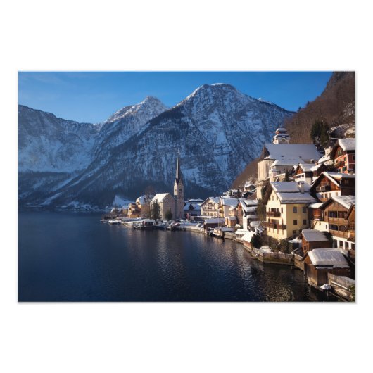 Hallstatt Stadt im Winter Fotodruck (Vorne)