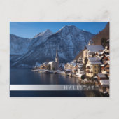 Hallstatt Stadt im Winter im Schnee Postkarte (Vorderseite)