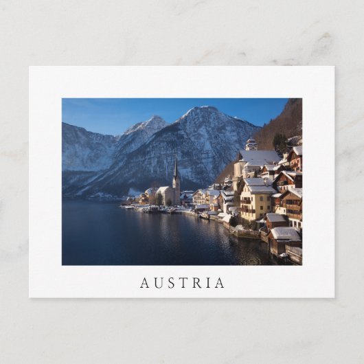 Hallstatt Stadt im Winter im Schnee Postkarte (Vorderseite)
