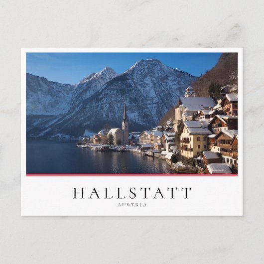 Hallstatt Stadt im Winter im Schnee Postkarte (Vorderseite)