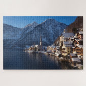 Hallstatt Stadt im Winter im Schnee Puzzle (Horizontal)
