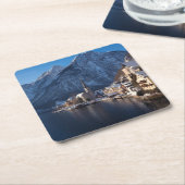 Hallstatt Stadt im Winter im Schnee Rechteckiger Pappuntersetzer (angewinkelt)