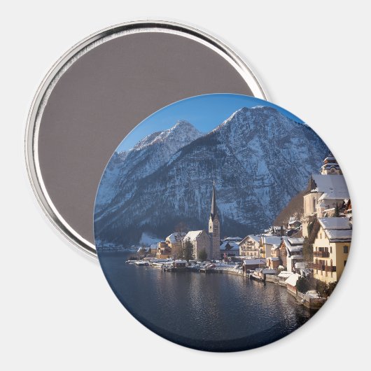 Hallstatt Stadt im Winter Magnet (Vorderseite/Rückseite)