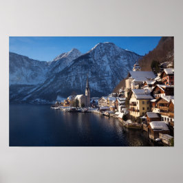 Hallstatt Stadt im Winter Poster