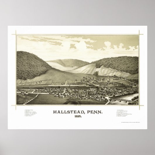 Hallstead, PA Panoramic Map - 1887 Poster (Vorne)