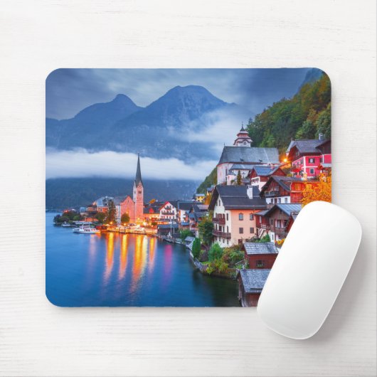 Hallsttatt Nacht Szene, Österreich Mousepad (Mit Mouse)