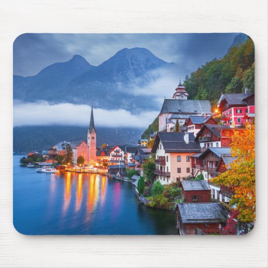 Hallsttatt Nacht Szene, Österreich Mousepad (Vorne)
