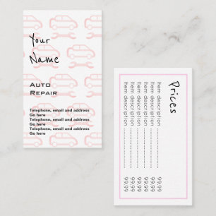 "Hallt" Auto-Reparatur-Preis-Karten wider Visitenkarte