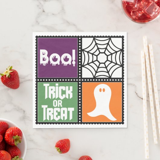 Hallween Design mit Trick oder Treat, Boo und Ghos Serviette (Beispiel)