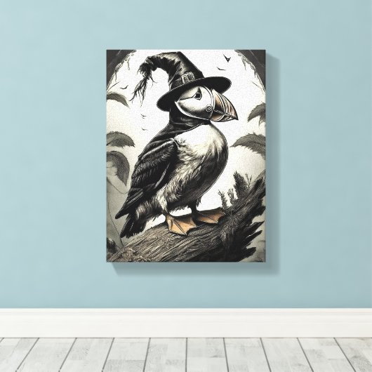 Hallween Puffin Leinwanddruck (Insitu (Holzboden))