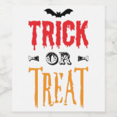 Hallween Redewendungen, Trick oder Treatment Hallo Weinetikett (Einzelnes Label)