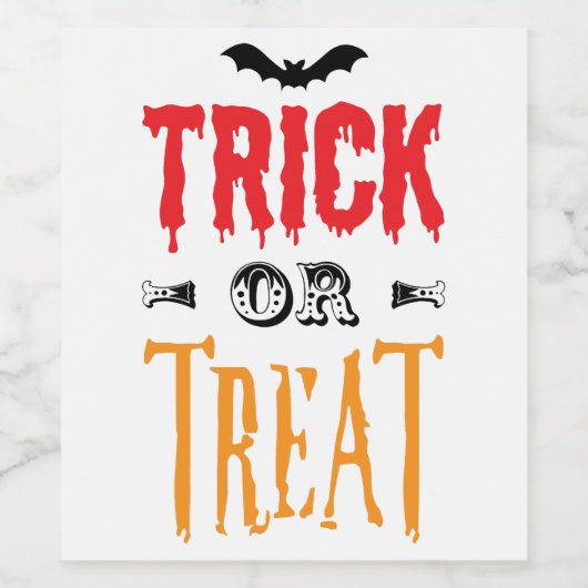 Hallween Redewendungen, Trick oder Treatment Hallo Weinetikett (Einzelnes Label)