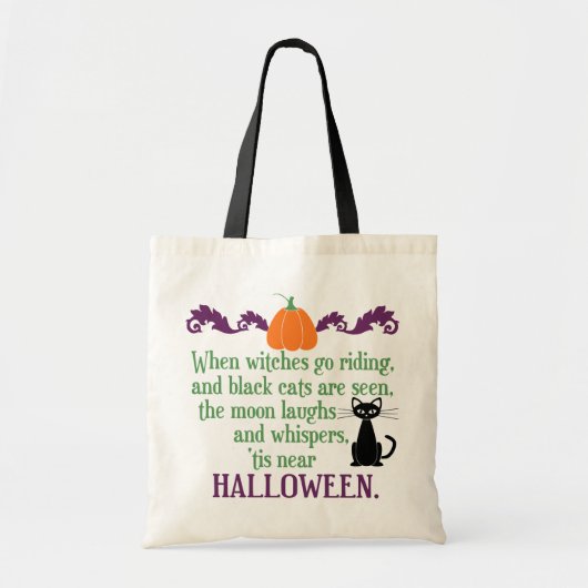 Hallween Sprichwort mit Black Cat und Pumpkin Tragetasche (Vorne)